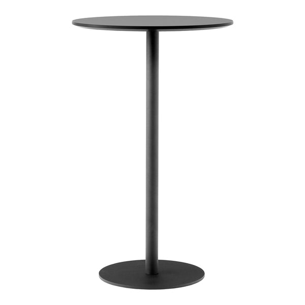 Sleek round black side table with a minimalist design and smooth surface, perfect for modern decor.