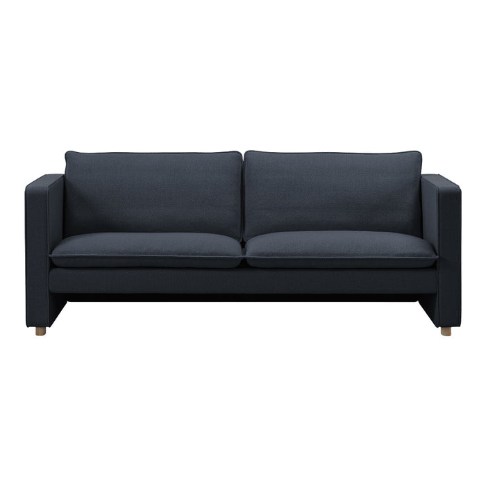 Stylish dark gray sofa with a simple, modern design and textured fabric upholstery. Perfect for contemporary spaces.