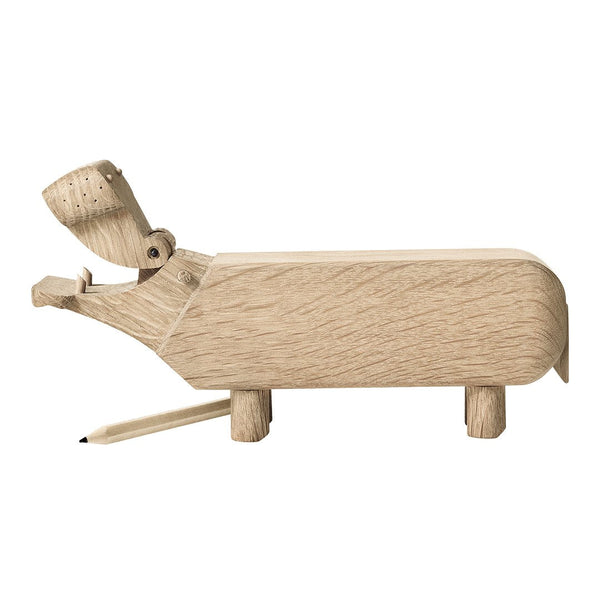 Natural wood finish with smooth grain; playful hippo design in light beige, perfect for a whimsical decor touch.