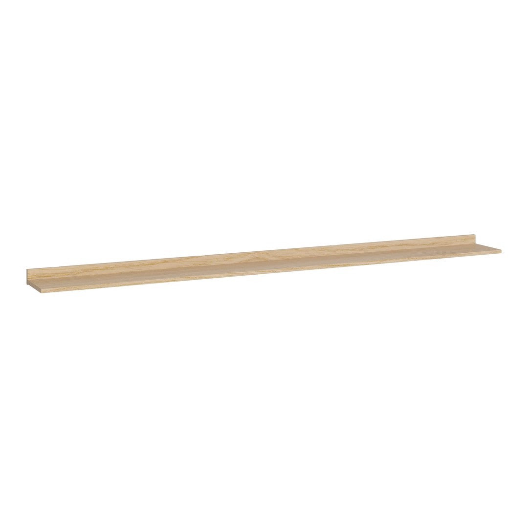 Light wood floating shelf with a smooth finish, perfect for modern decor. Minimalistic design in natural beige tones.