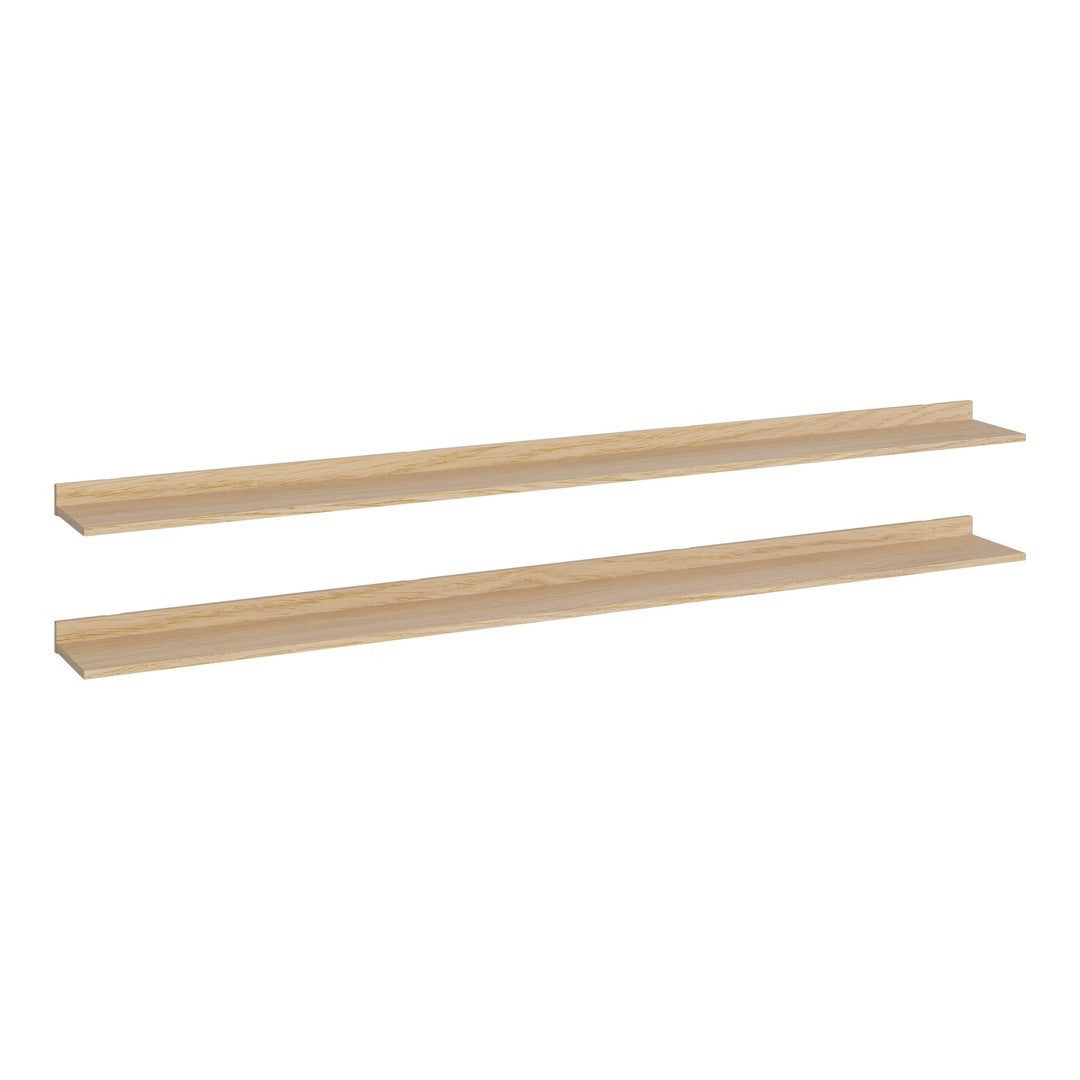 Light oak wooden shelves with a smooth finish, featuring a minimalist design and natural wood grain pattern.