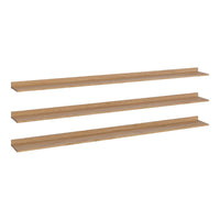 Three wooden shelves in a light beige color, featuring a smooth, minimalist design with no visible patterns.