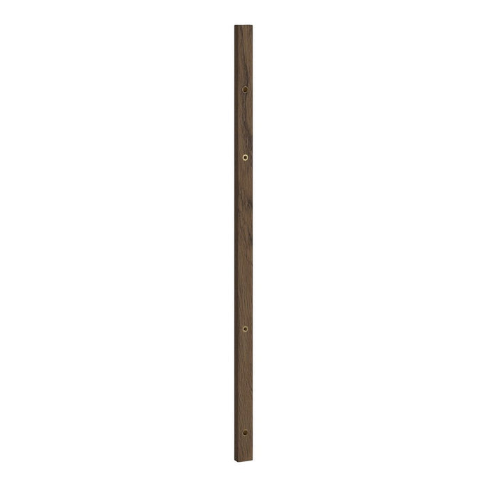 Dark wood vertical post with a smooth finish and subtle grain pattern, adding warmth to any decor.