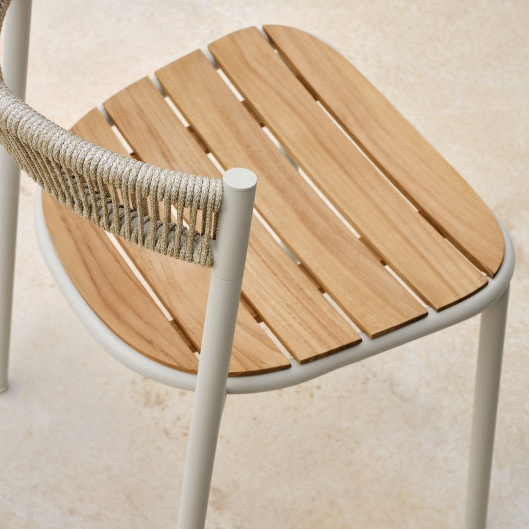 Natural wood slats in a light honey finish with a sleek white frame and woven pattern detail. Perfect for modern decor.