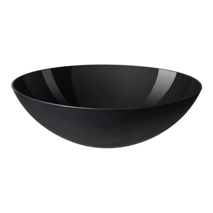 Sleek black bowl with a smooth, glossy finish, featuring a modern, minimalist design. Perfect for any kitchen decor.