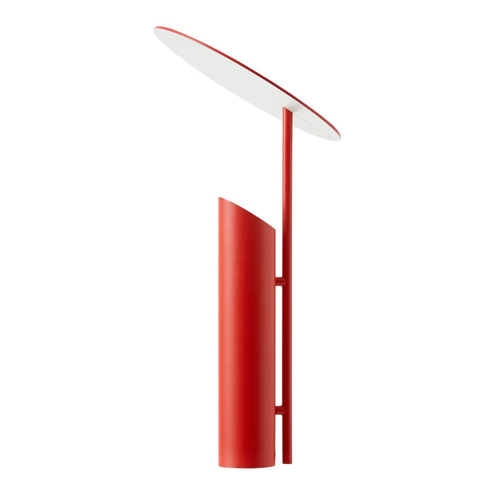 Red and white modern lamp featuring sleek geometric patterns and a contemporary design. Perfect for stylish decor.
