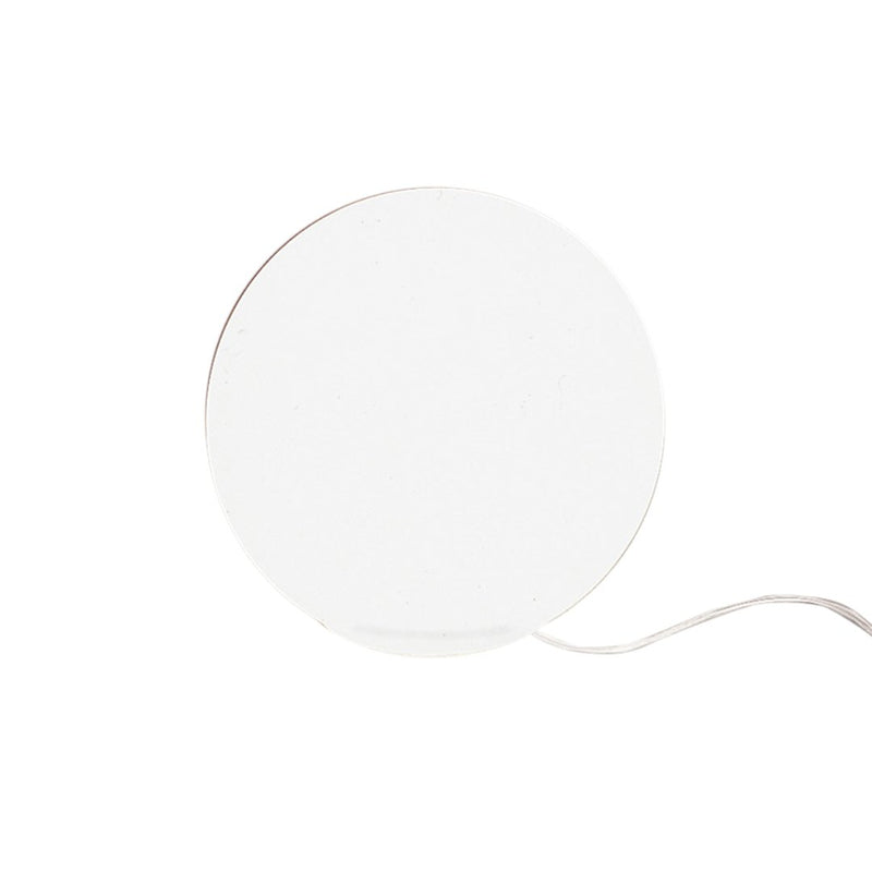 White circular lamp base with a sleek, minimalist design and subtle gold accent around the edge.