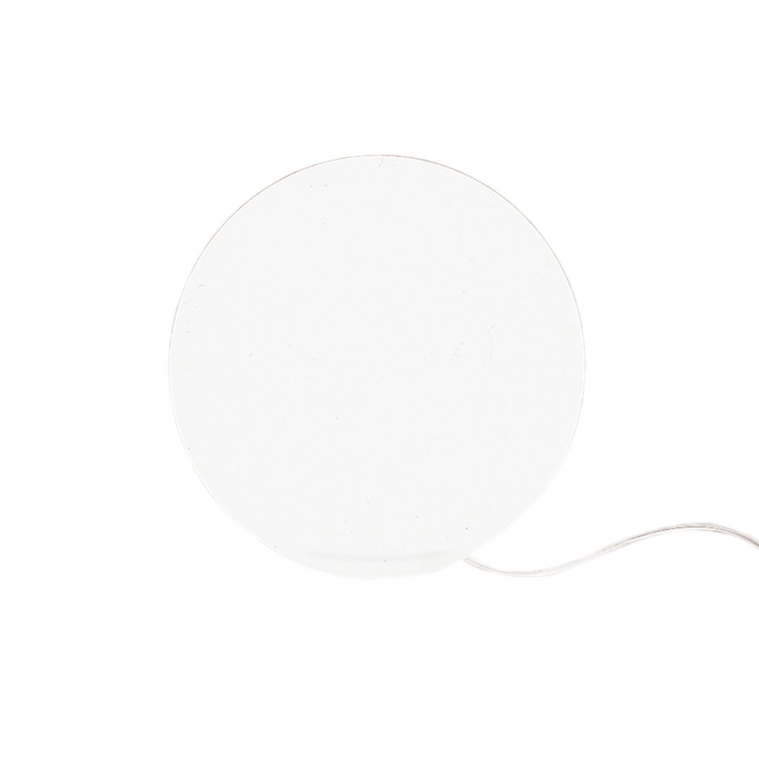 Minimalist round lamp in a smooth white finish, featuring a simple design and subtle glowing effect.