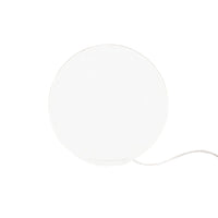 Minimalist round lamp in a smooth white finish, featuring a simple design and subtle glowing effect.