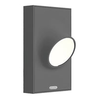 Modern gray wall lamp with a sleek oval light insert, offering a minimalist design featuring clean lines and smooth surfaces.