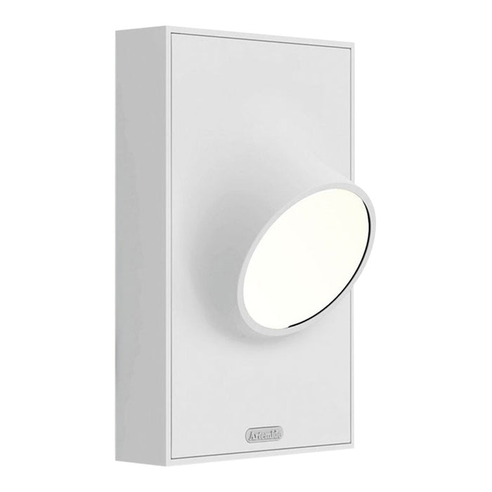 Modern white wall light fixture with a sleek, oval design and smooth surface, perfect for contemporary decor.