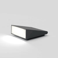 Sleek black modern lamp with a geometric design and white light panel, perfect for contemporary decor.