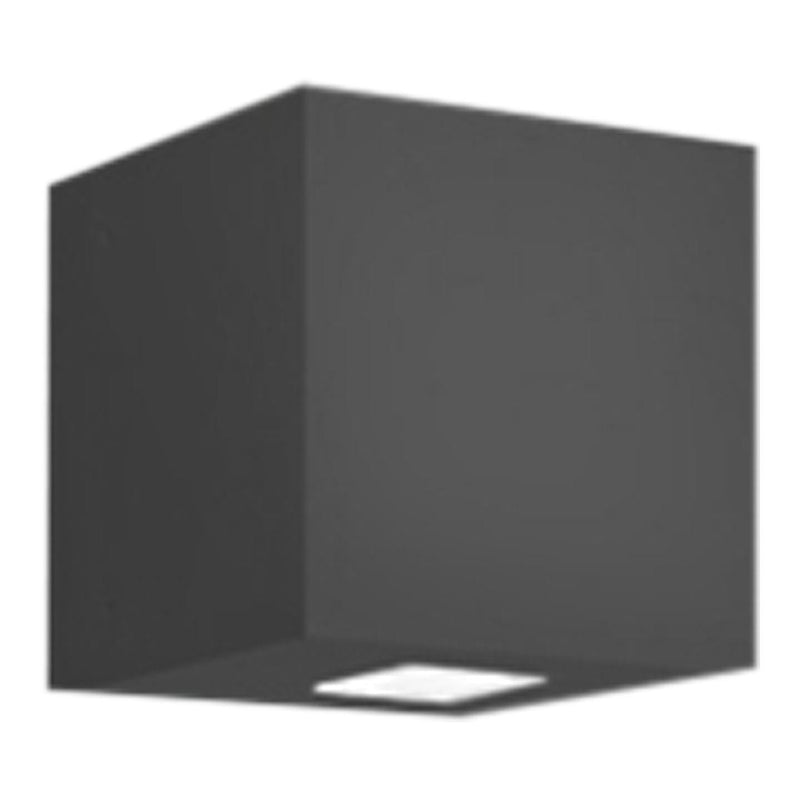Sleek black cube light fixture with a matte finish, designed for modern decor. Simple, contemporary style.