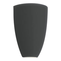 Matte black wall sconce with a sleek, modern design and smooth, curved shape. Perfect for contemporary decor.