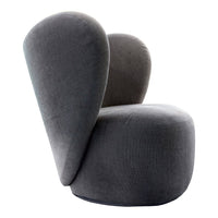 Modern gray chair with unique organic shapes and soft velvet texture, perfect for stylish interiors.