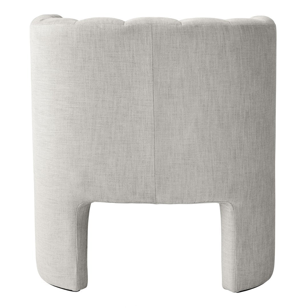 Light gray upholstered headboard with a smooth texture and a rounded design, featuring a minimalist and modern aesthetic.