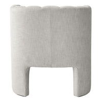 Light gray upholstered headboard with a smooth texture and a rounded design, featuring a minimalist and modern aesthetic.