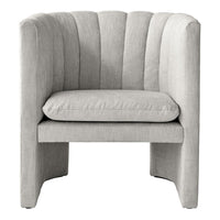 Light gray armchair with ribbed texture and plush seat cushion, perfect for modern decor.