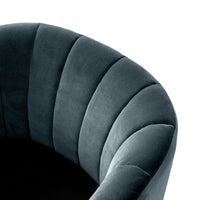 Velvet chair in deep gray with elegant ribbed pattern, featuring a soft, plush texture for modern decor.
