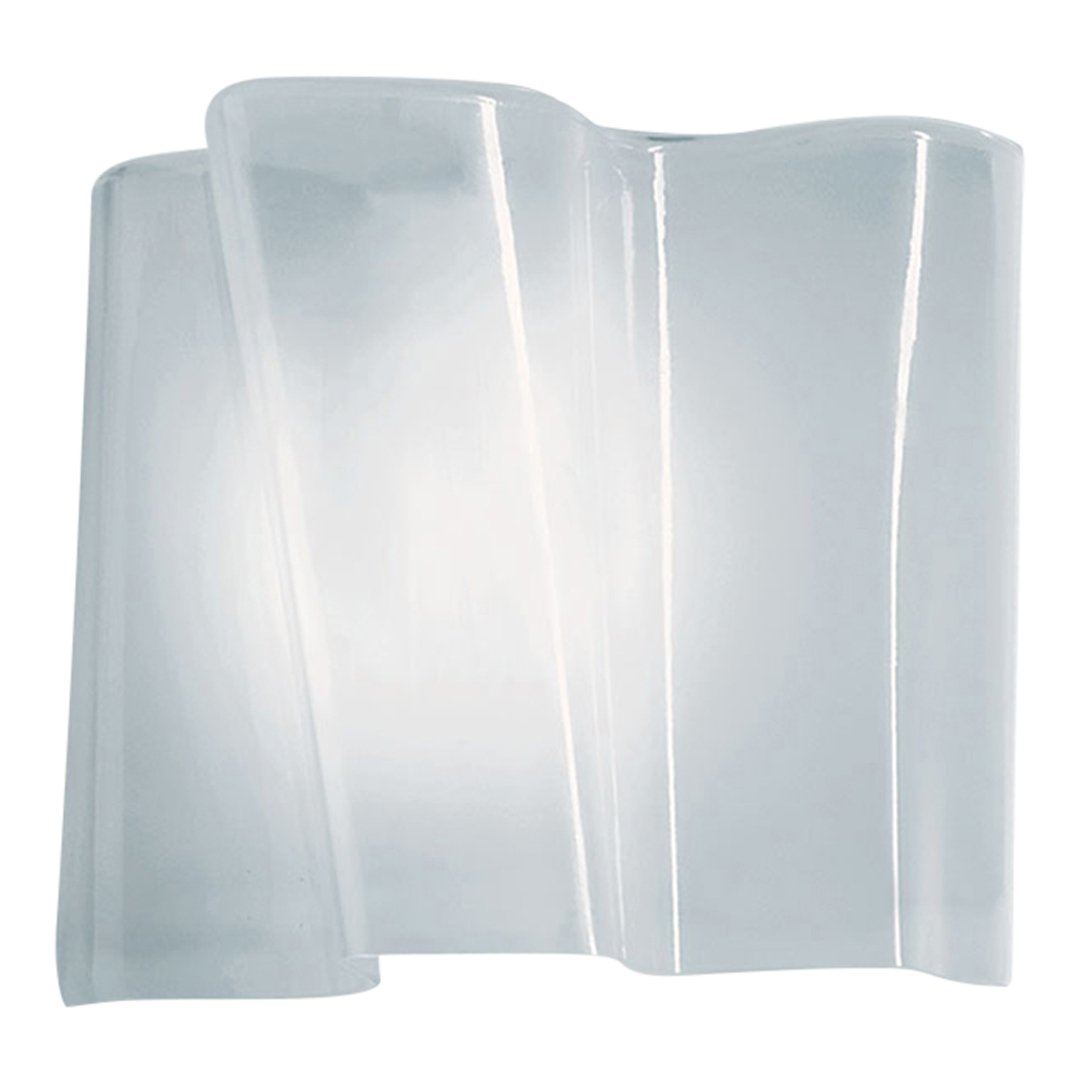 "Elegant clear glass wall sconce with flowing pattern and soft illumination, perfect for modern decor."