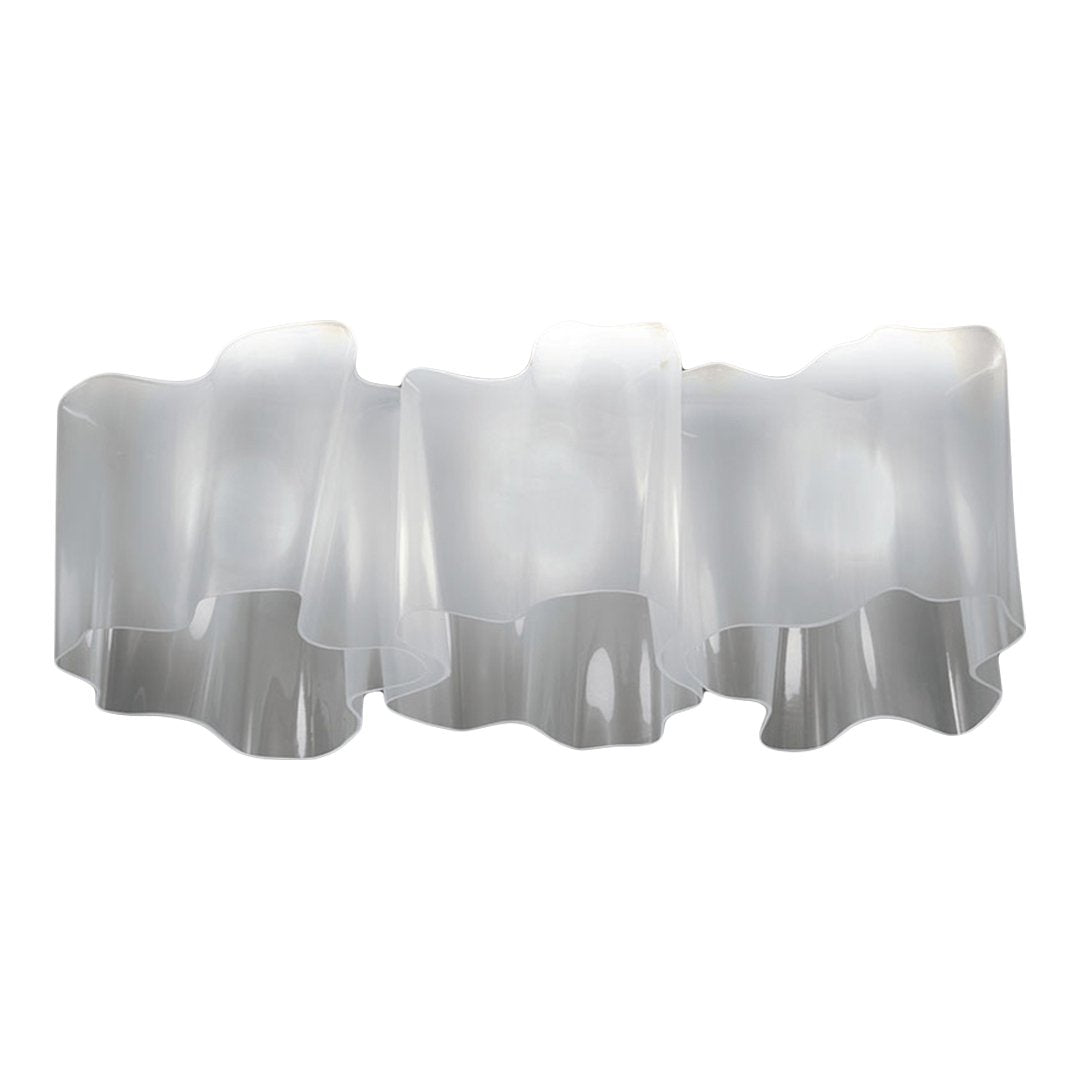Translucent white wavy lamp shade with smooth, flowing contours and a modern design, perfect for stylish decor.