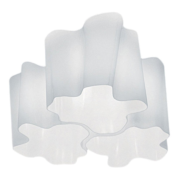 White wavy ceiling lamp with a sleek, modern design featuring smooth, translucent curves and a minimalist aesthetic.