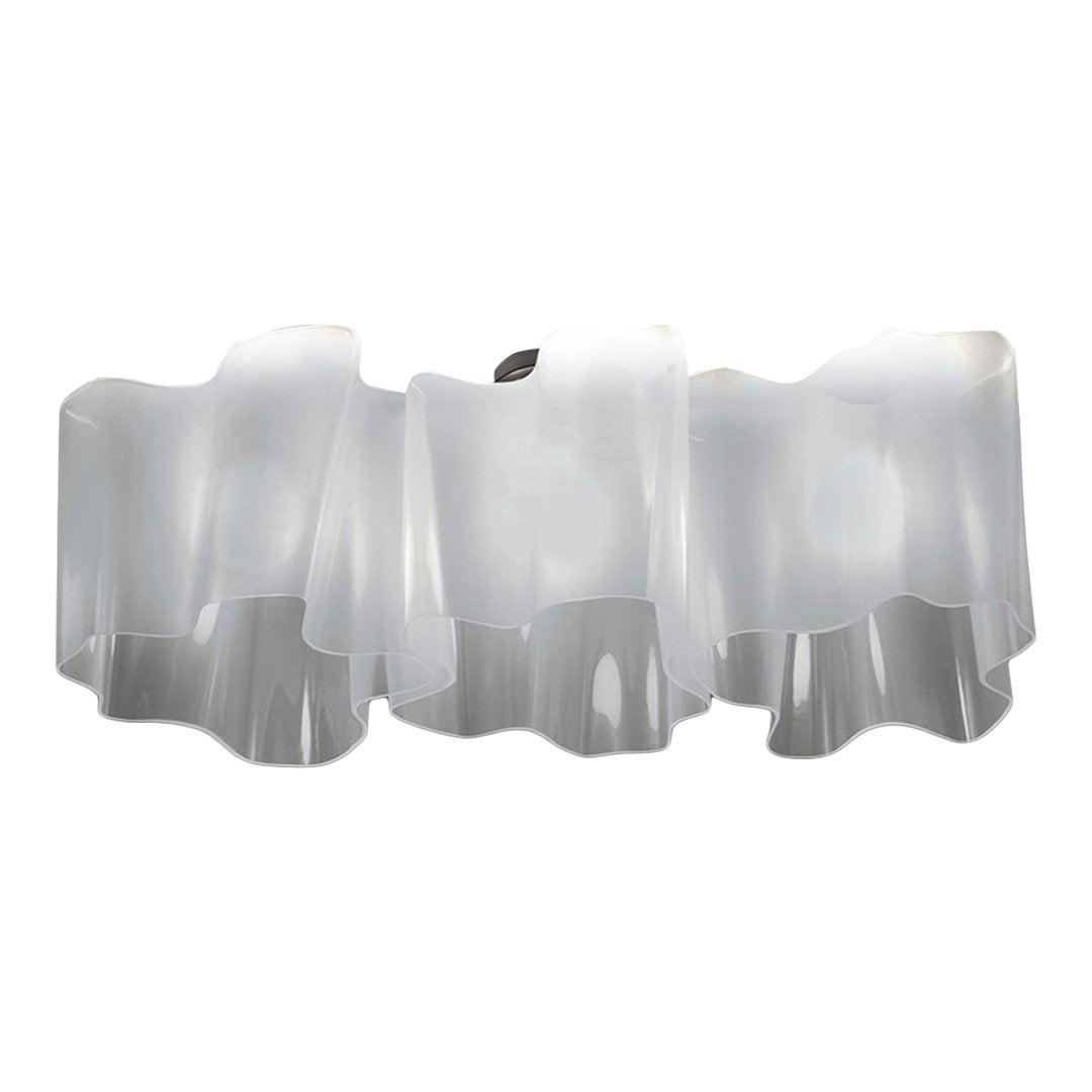 "Modern white wavy ceiling light fixture with sleek, translucent design and subtle reflective accents."