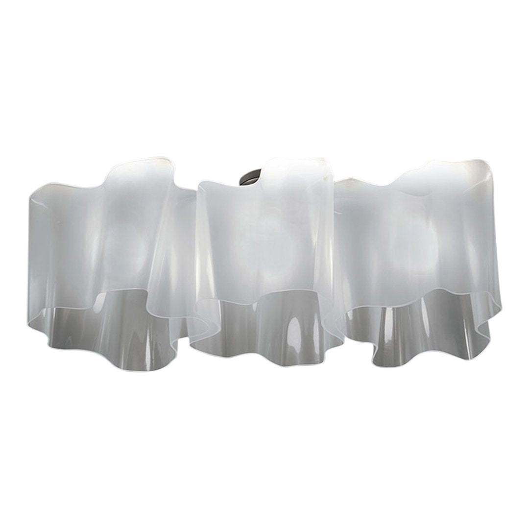 Modern frosted glass ceiling light fixture in soft white with elegant wave pattern.