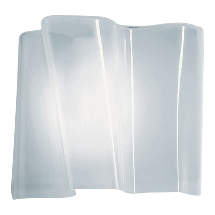 Transparent glass wall sconce with a sleek, wavy design, showcasing ethereal curves and a modern aesthetic.