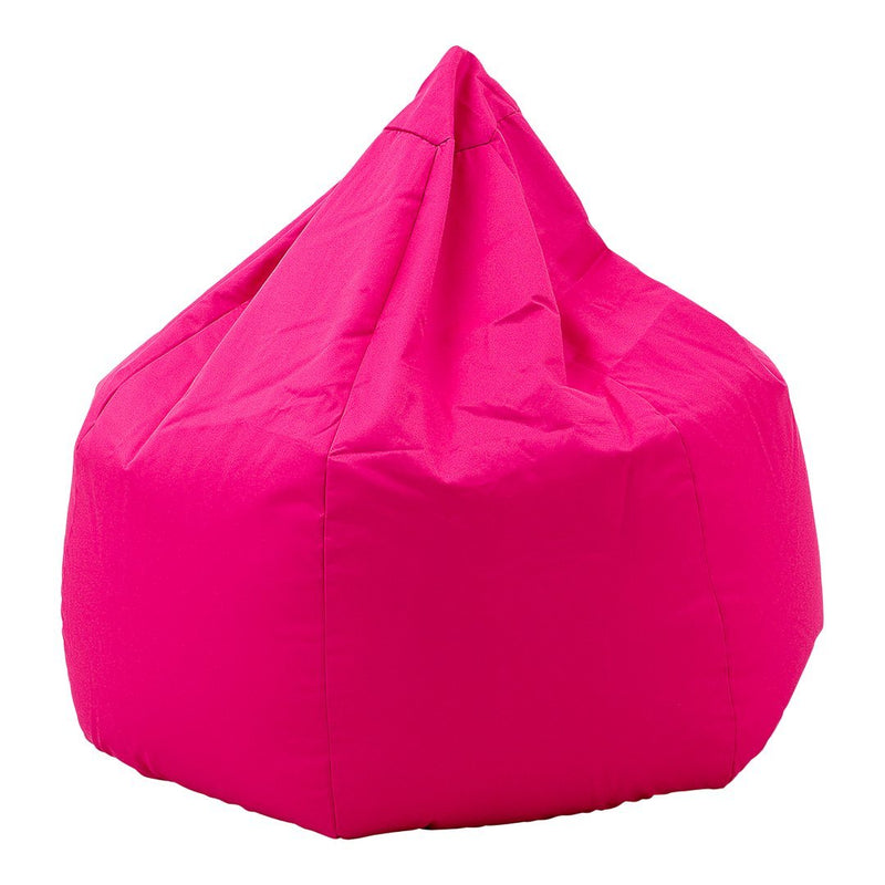 Bright pink bean bag chair with smooth, solid color and playful shape, perfect for vibrant decor.