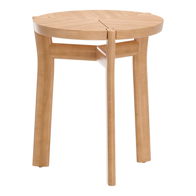 Light natural wood round table with a minimalist design and subtle grain pattern. Perfect for modern decor.