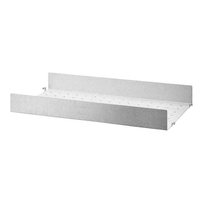 White flat storage drawer with a textured silver front and a minimalist design, ideal for modern interiors.