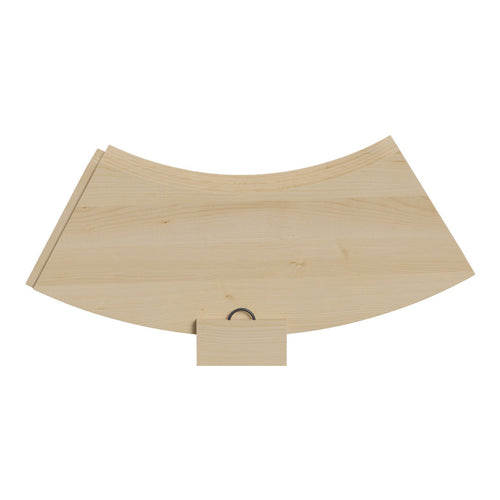 Light natural wood with smooth texture, featuring a curved design and subtle grain patterns. Ideal for classic decor.