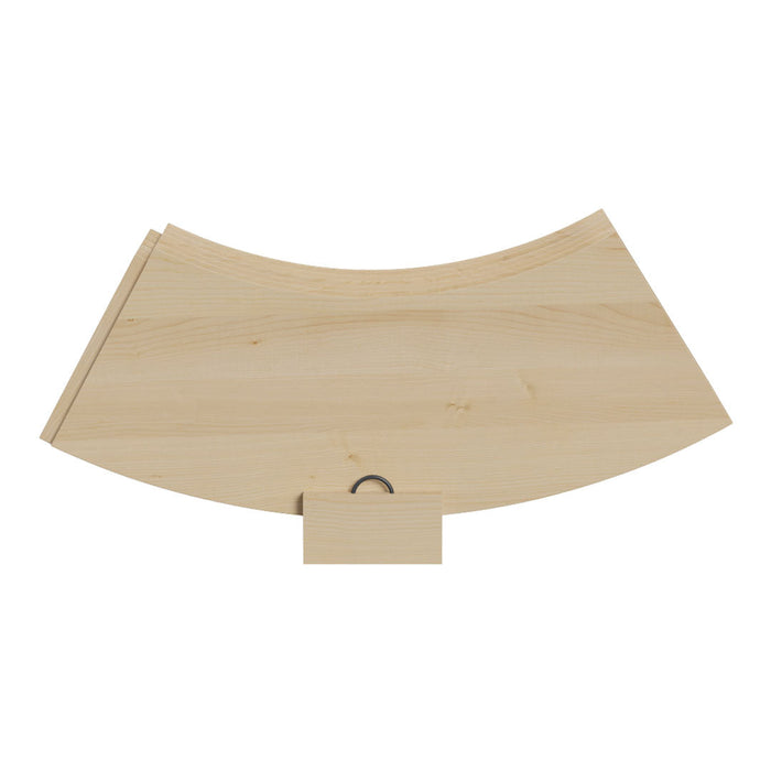 Light natural wood with smooth texture, featuring a curved design and subtle grain patterns. Ideal for classic decor.