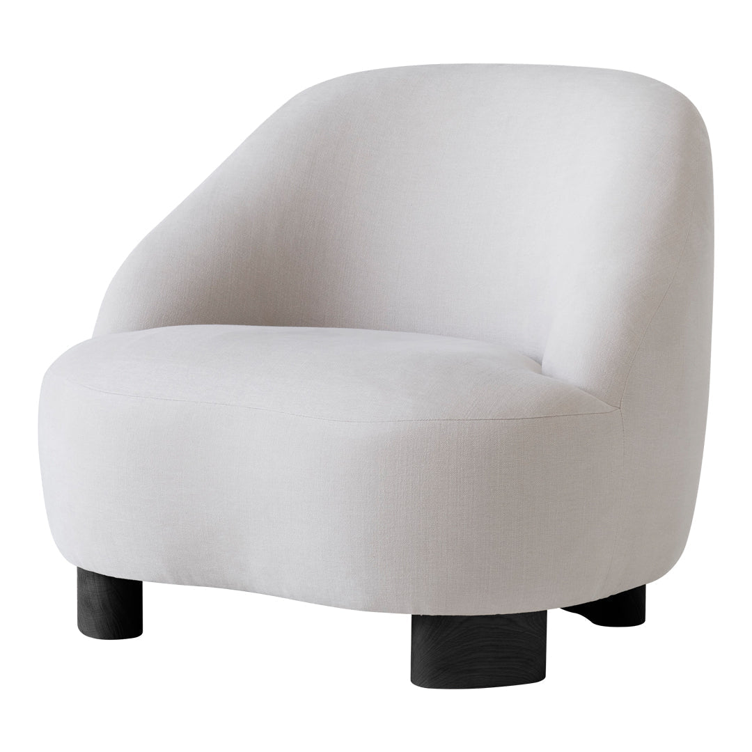 Curved white chair with a smooth texture and black legs, perfect for modern decor.