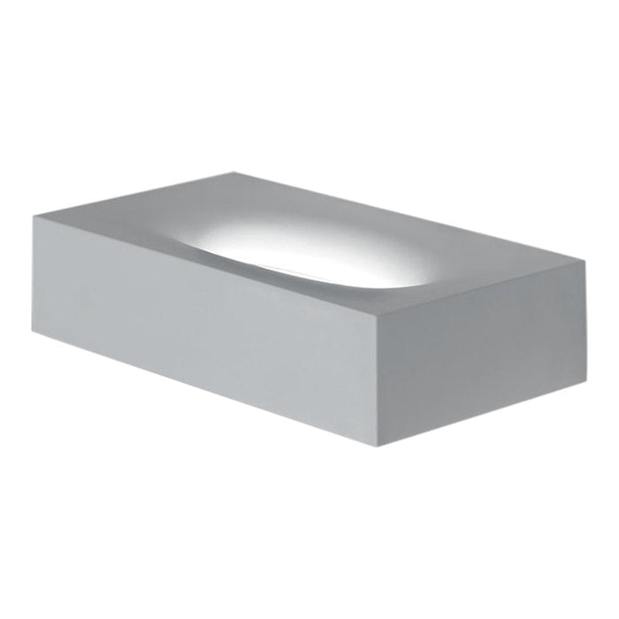 Sleek, rectangular modern sink in a smooth matte gray finish with a subtle glossy bowl. Perfect for contemporary bathrooms.