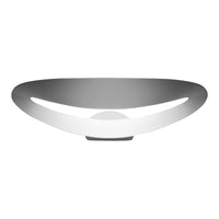Sleek oval bowl in smooth white and silver finish with minimalist design. Perfect for modern decor.