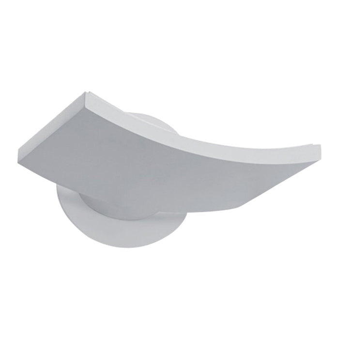 Sleek curved wall mount in smooth matte white finish, adding a modern touch to any space.