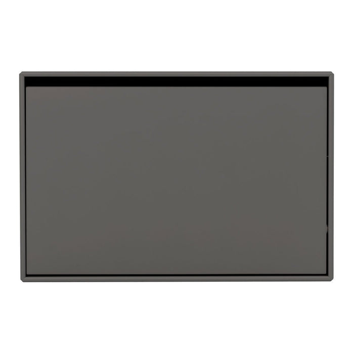 Sleek gray rectangular tray with a clean, smooth surface and black border. Ideal for modern decor.