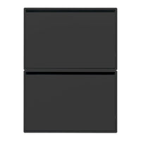 Matte black two-door refrigerator with a sleek, modern design and smooth surfaces. Ideal for contemporary kitchens.