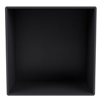 Solid black square storage box with a smooth, matte finish interior and exterior. Ideal for minimalistic decor.