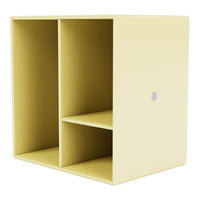 Yellow modern storage unit with two compartments and a minimalistic design. Perfect for organizing any space.