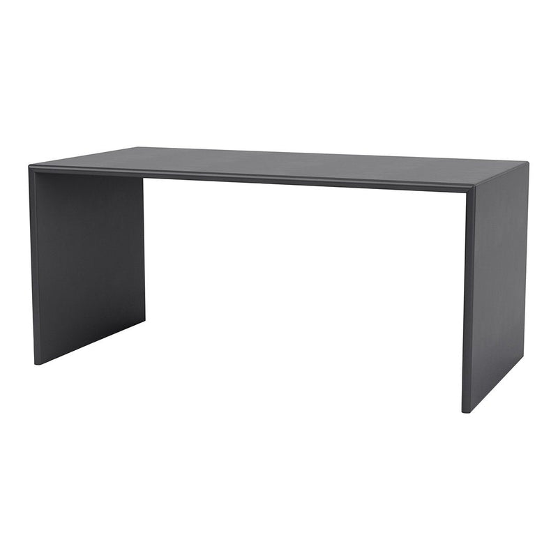 Sleek black minimalist desk with a smooth, matte finish and clean lines, perfect for modern workspaces.