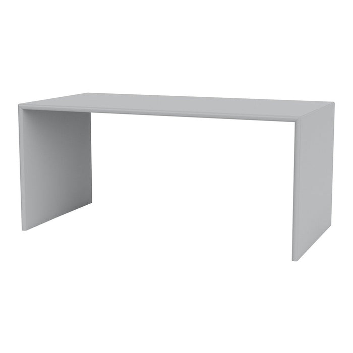 Minimalist gray desk with a sleek, modern design and smooth, flat surfaces, perfect for contemporary spaces.