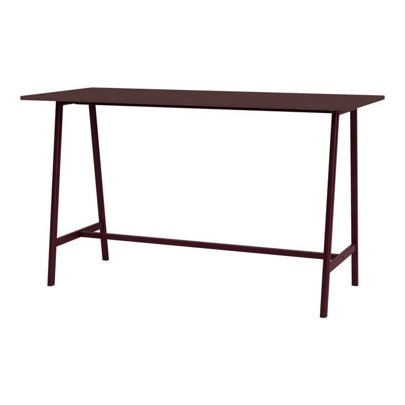 Burgundy table with a minimalistic design and sleek legs, perfectly suited for modern decor.