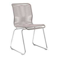 Light grey chair with subtle ribbed pattern and sleek chrome legs, perfect for modern decor.
