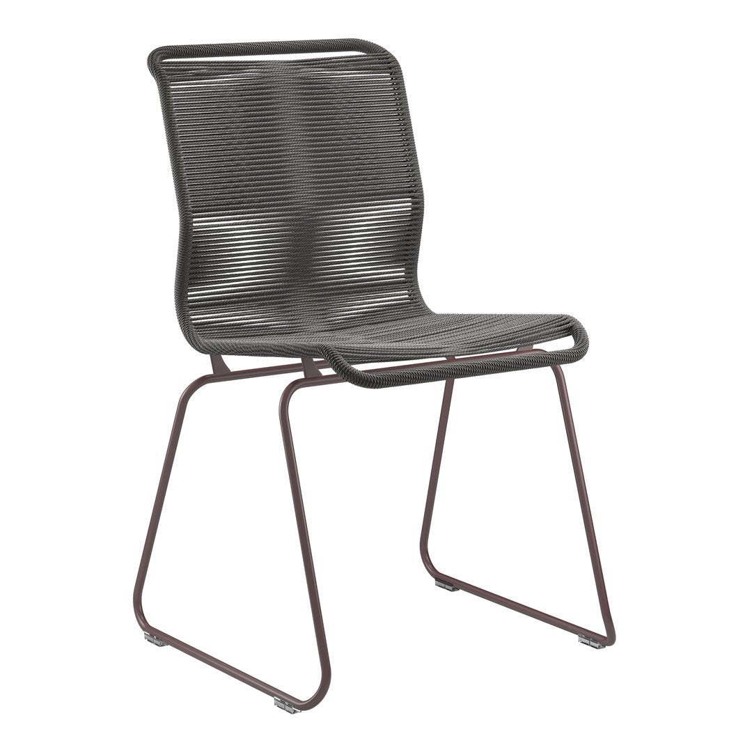 Stylish black mesh chair with a sleek dark bronze frame, featuring a modern, minimalist design and textured patterns.