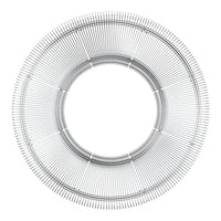"Elegant round silver wire plate with intricate geometric pattern and open center design."
