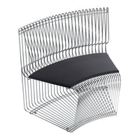 Black and silver wire chair with a sleek, modern design and distinctive curved pattern. Ideal for contemporary decor.