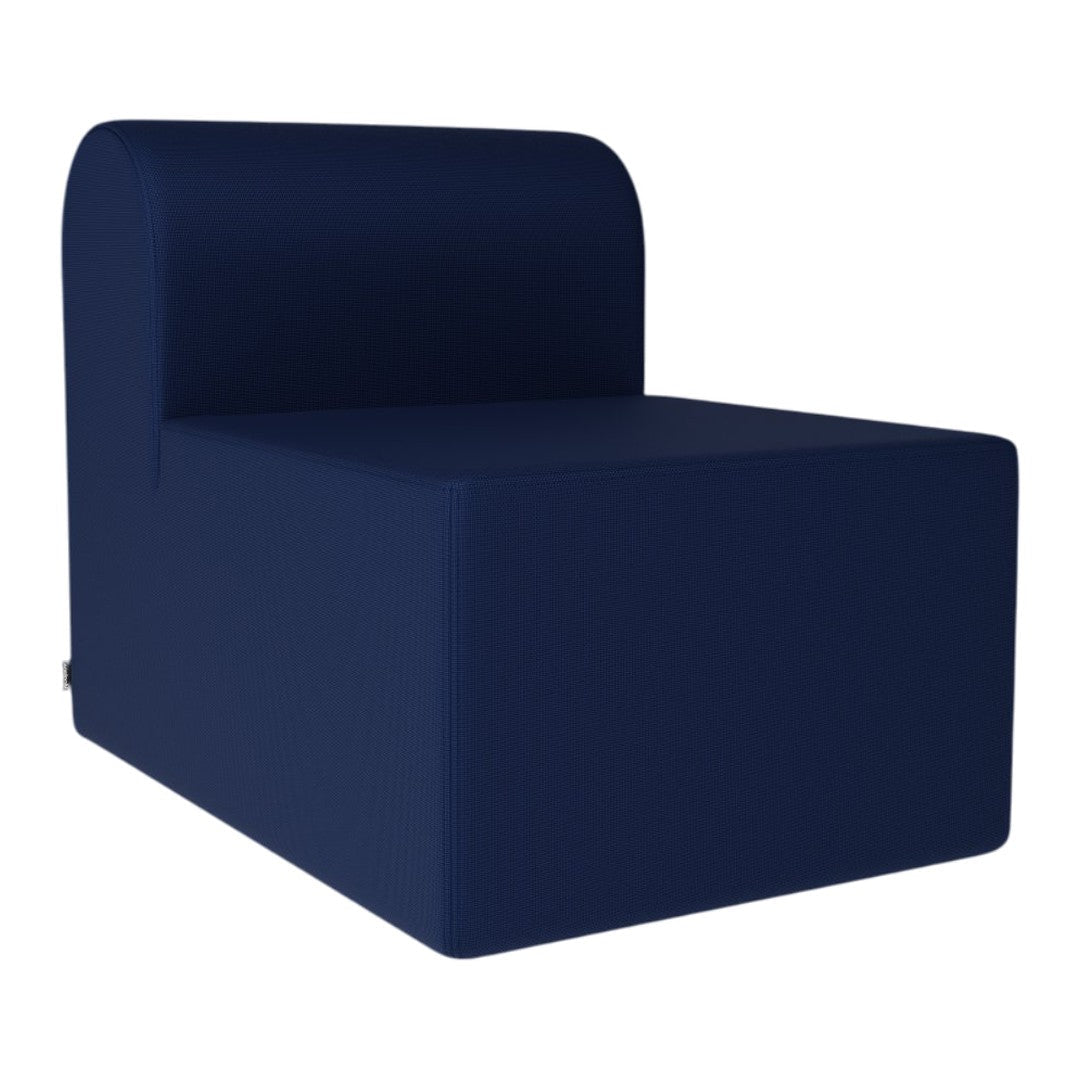 Navy blue modular chair with a textured fabric design, perfect for modern and minimalist interiors.